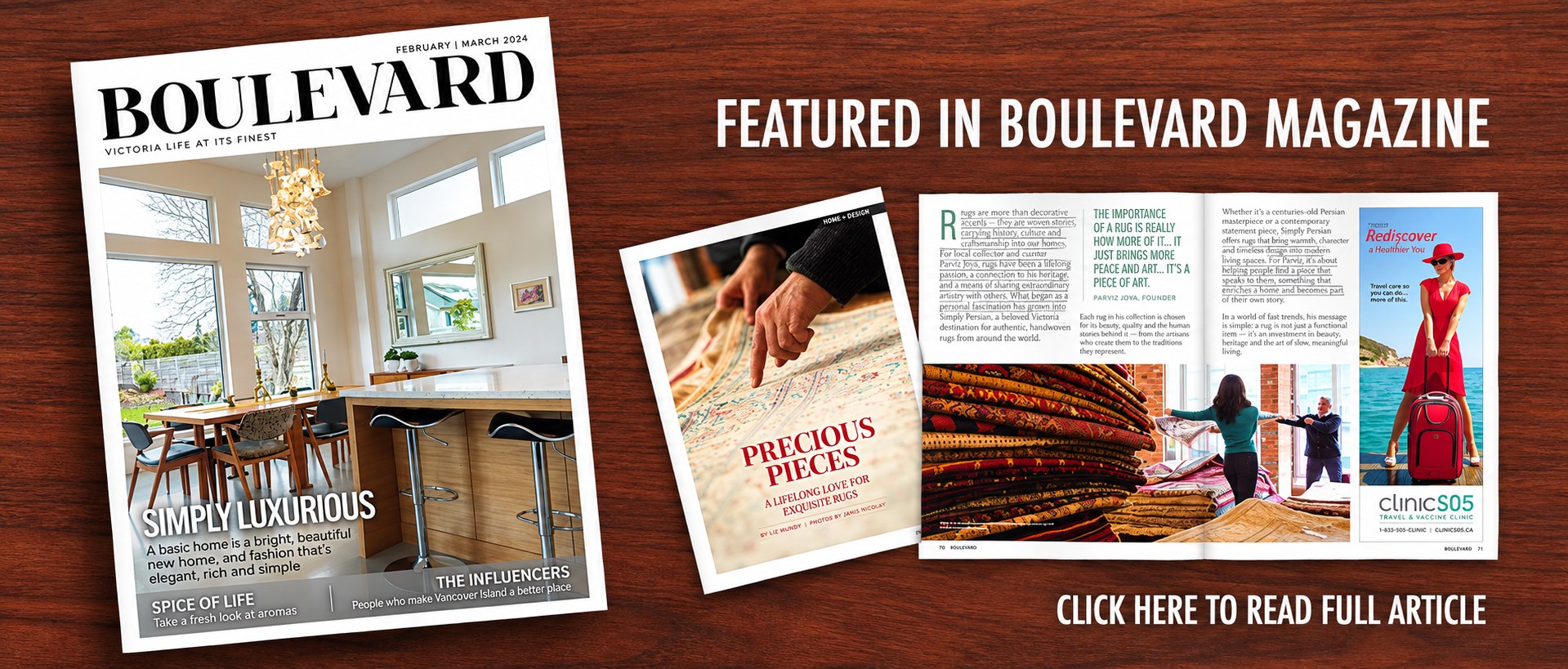Babak's Oriental Carpets featured in Boulevard Magazine