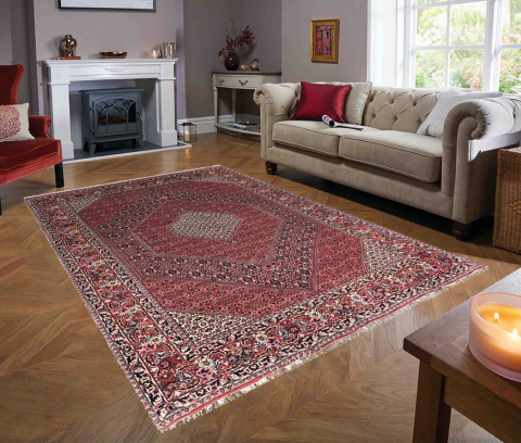 Hand-knotted carpet in a living room