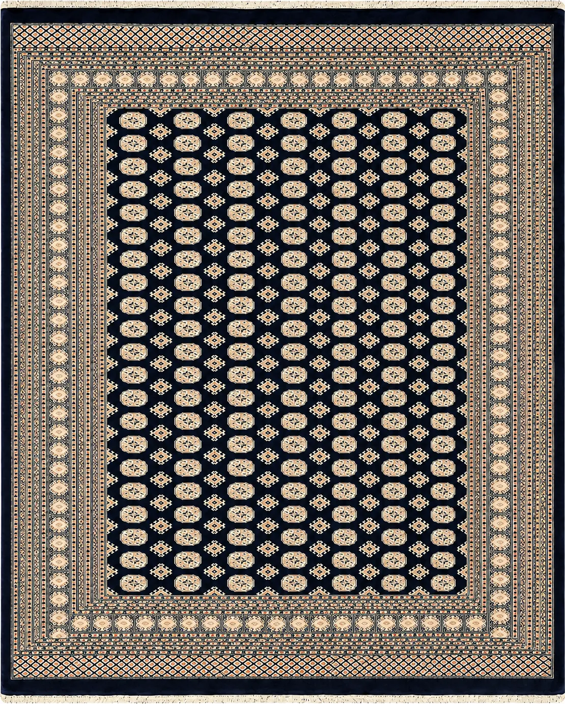 27617-Bokhara Hand-Knotted/Handmade Pakistani Rug/Carpet Tribal/Nomadic Authentic/ Size: 12'2" x 9'1"/371cm ×277cm – photo 1