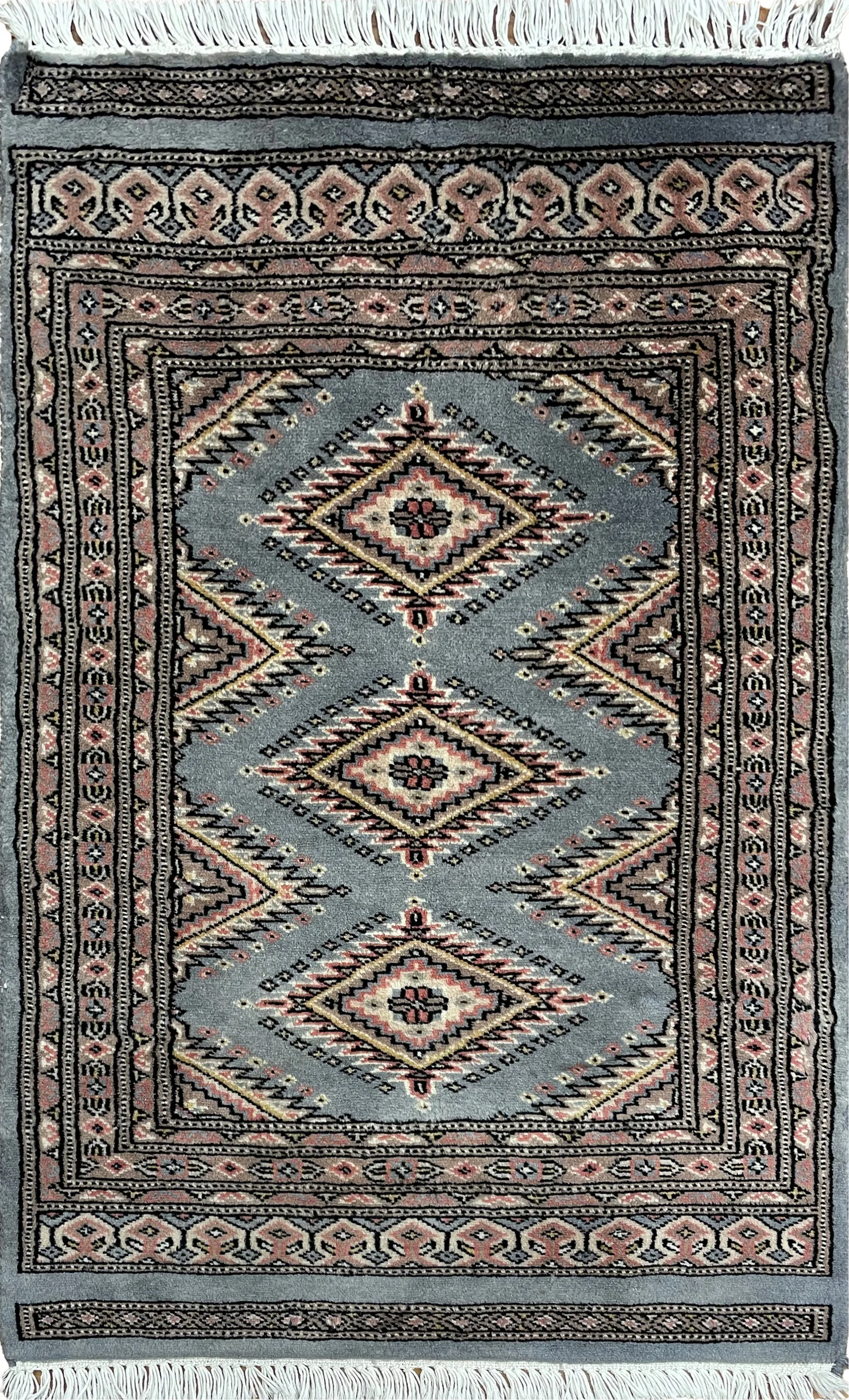 25097- Jaldar Hand-knotted/Handmade Pakistani Rug/Carpet Traditional Authentic/Size: 3'4" x 2'0"/102cm x 61cm – photo 1