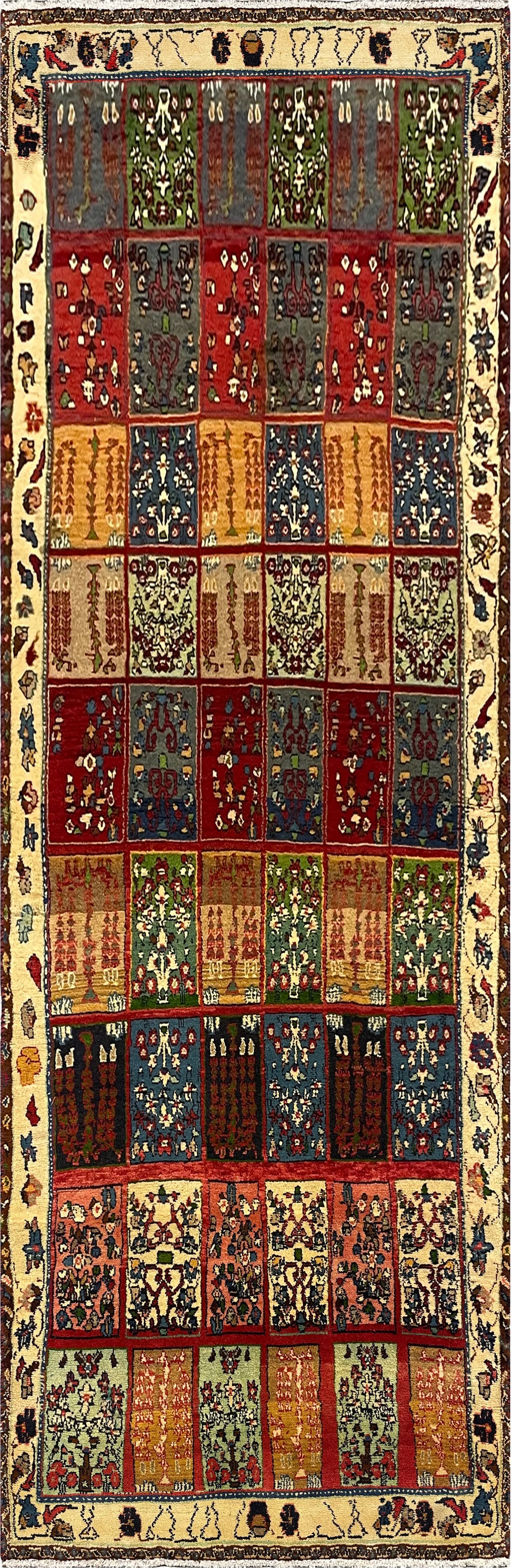 27439-Hamadan Hand-Knotted/Handmade Persian Rug/Carpet Tribal/Nomadic Authentic/ Size: 9'10" x 3'3"/300cm x 99cm – photo 1