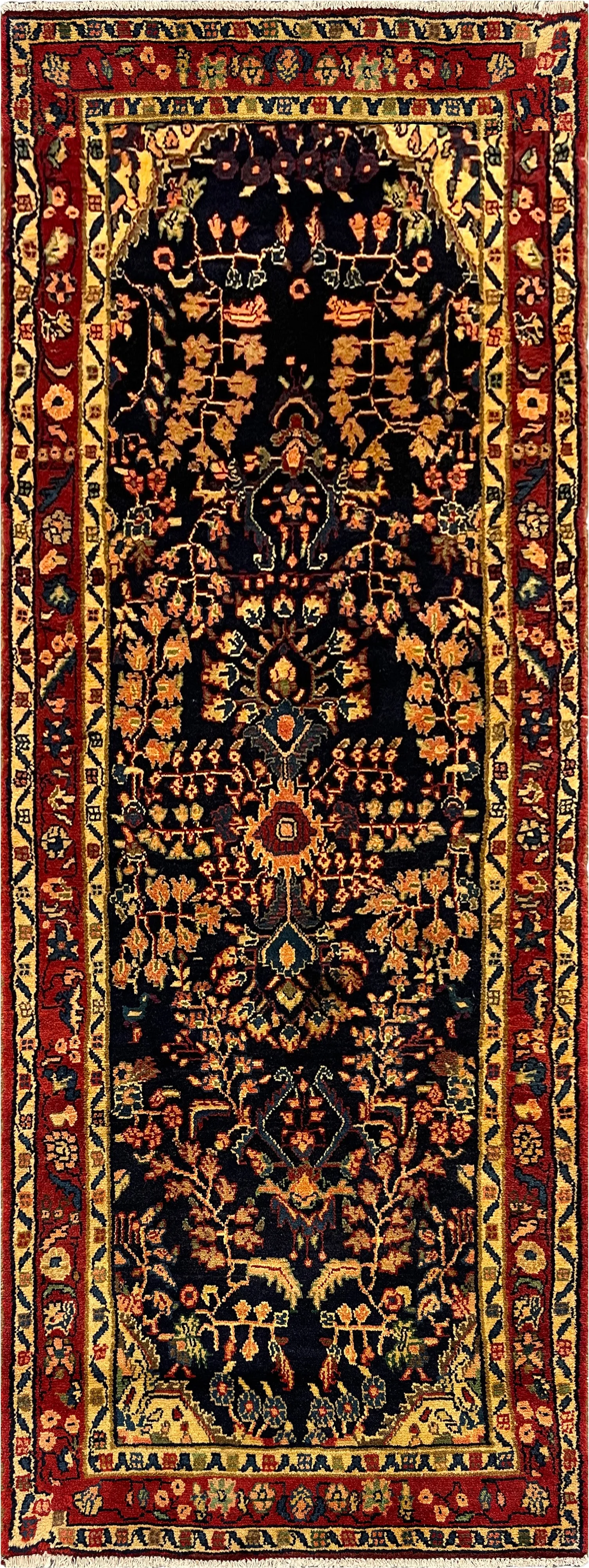 27440-Hamadan Hand-Knotted/Handmade Persian Rug/Carpet Tribal/Nomadic Authentic/ Size: 8'10" x 3'4"/269cm x 102cm – photo 1