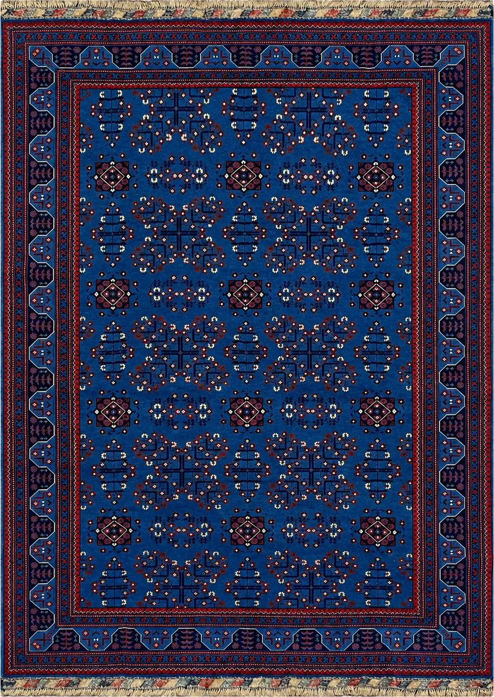 27835-Chobi Ziegler Handmade/Hand-knotted Afghan Rug/Carpet Tribal/Nomadic Authentic/ Size: 9'7" x 6'6" / 292cm x 198cm – photo 1
