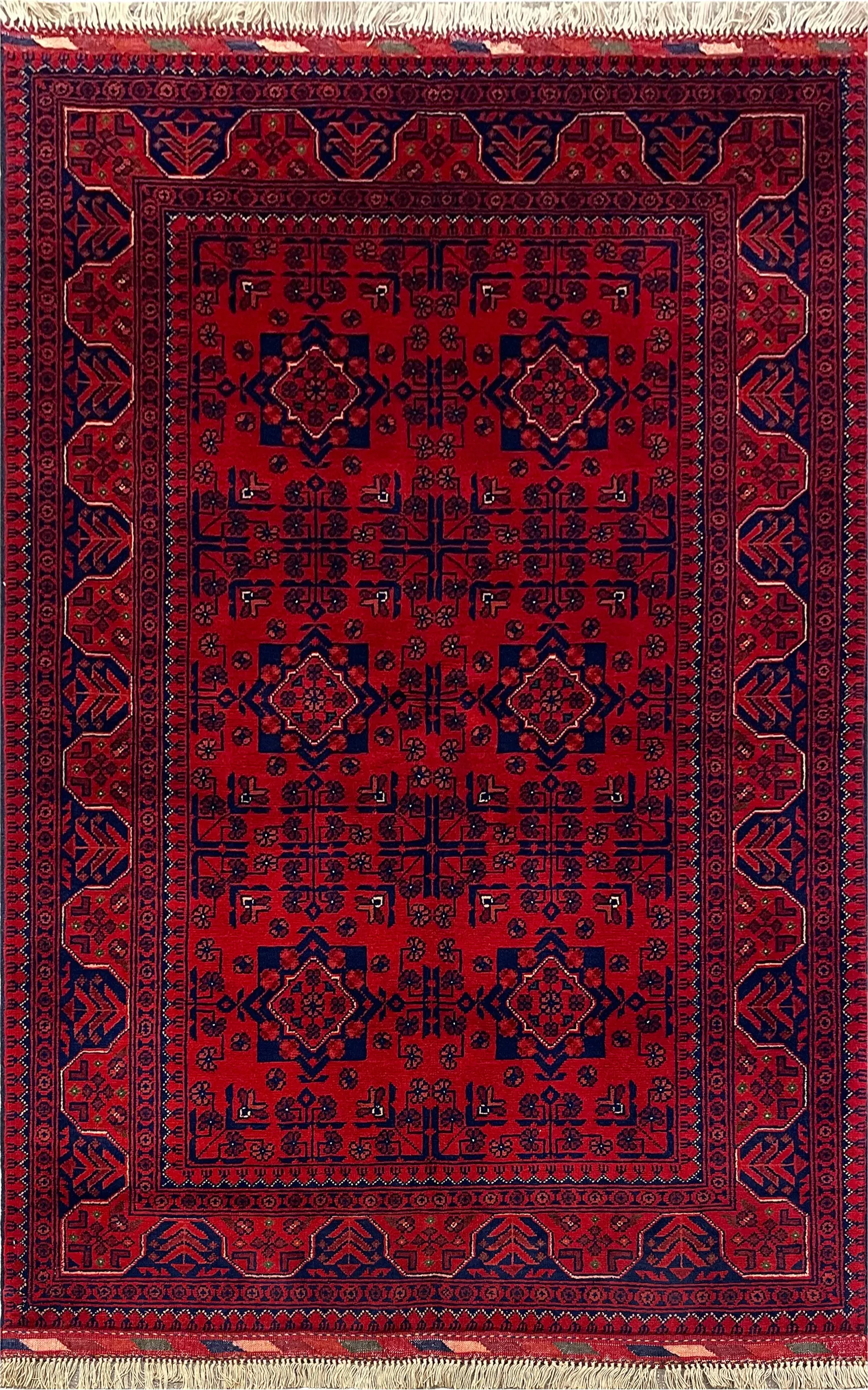 27831-Chobi Ziegler Handmade/Hand-knotted Afghan Rug/Carpet Tribal/Nomadic Authentic/ Size: 5'2" x 3'3" / 157cm x 99cm – photo 1
