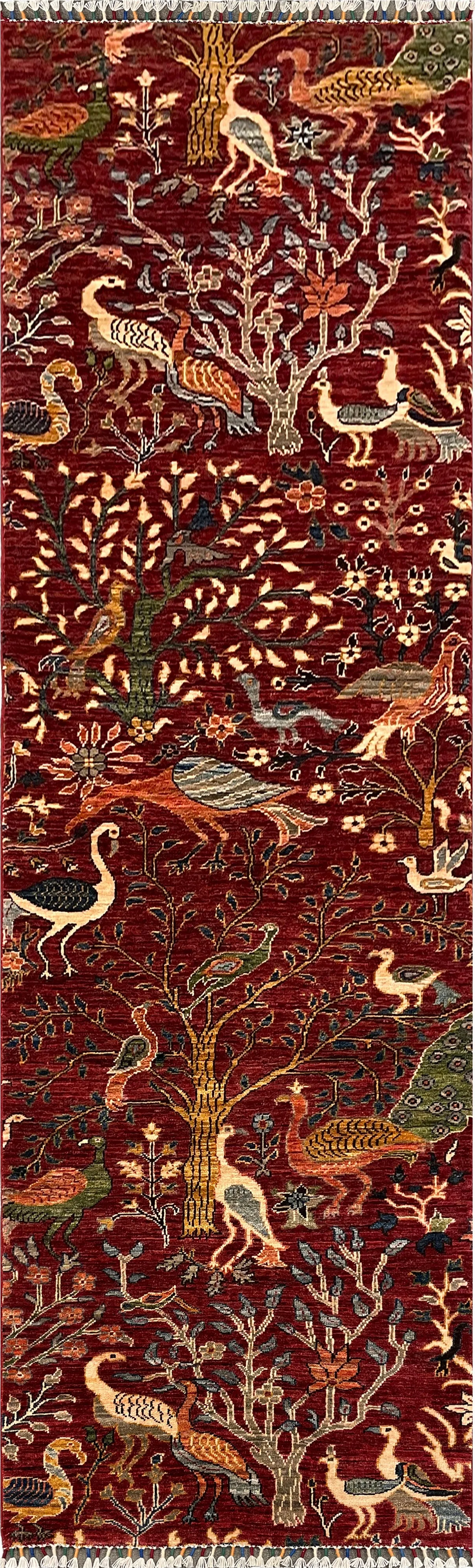 27828-Chobi Ziegler Handmade/Hand-knotted Afghan Rug/Carpet Tribal/Nomadic Authentic/ Size: 9'7" x 2'7" / 292cm x 79cm – photo 1