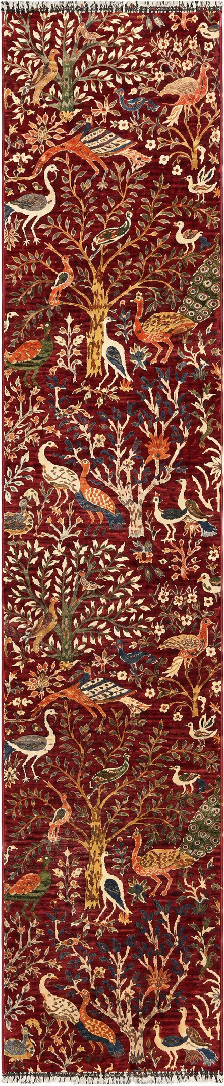 27827-Chobi Ziegler Handmade/Hand-knotted Afghan Rug/Carpet Tribal/Nomadic Authentic/ Size: 12'9" x 2'7" / 289cm x 79cm – photo 1