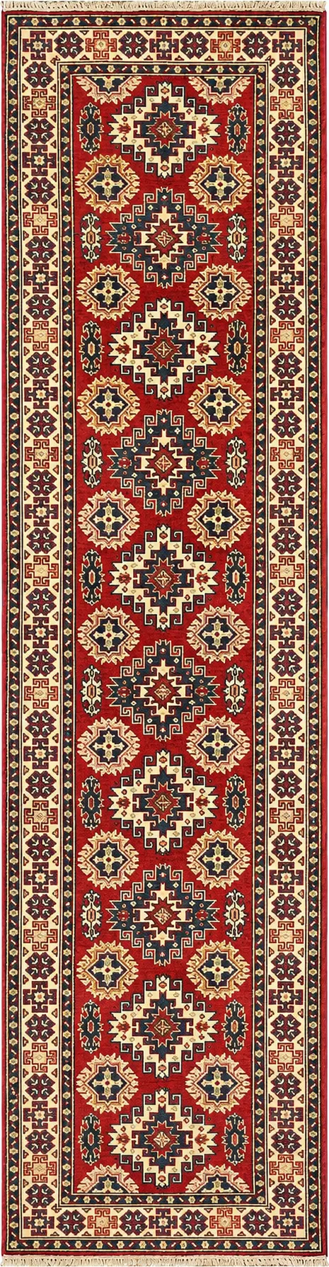 27805-Kazak Hand-Knotted/Handmade Afghan Rug/Carpet Tribal/Nomadic Authentic/ Size: 12'8" x 2'6" / 386cm x 76cm/386m x 76cm – photo 1