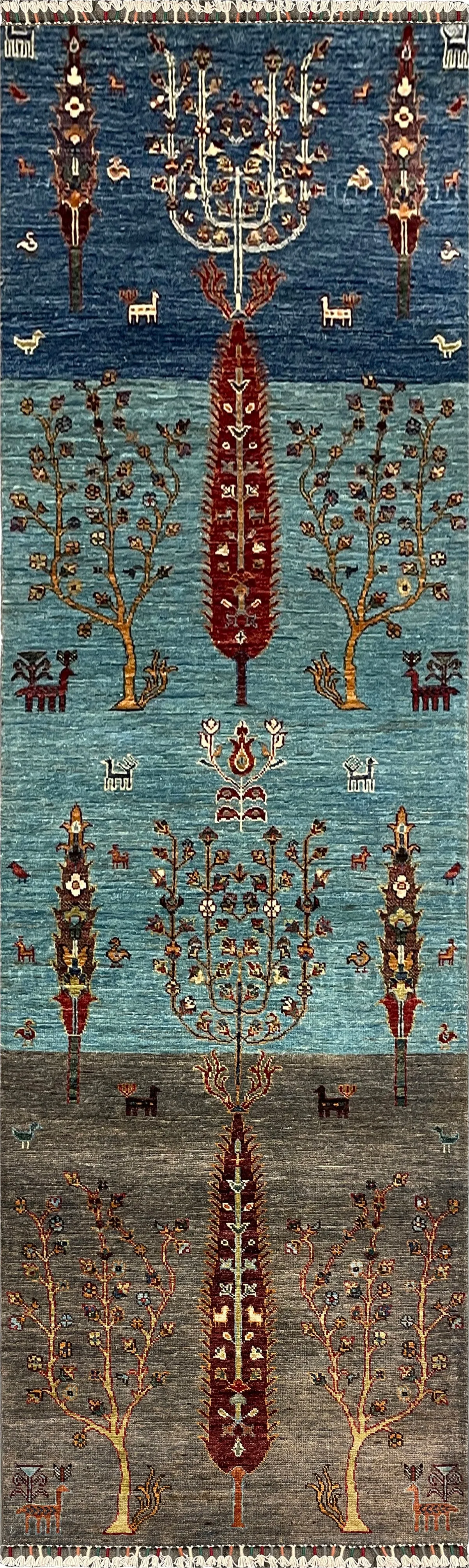 27792-Chobi Ziegler Handmade/Hand-knotted Afghan Rug/Carpet Tribal/Nomadic Authentic/ Size: 9'3" x 2'7" / 282cm x 79cm – photo 1