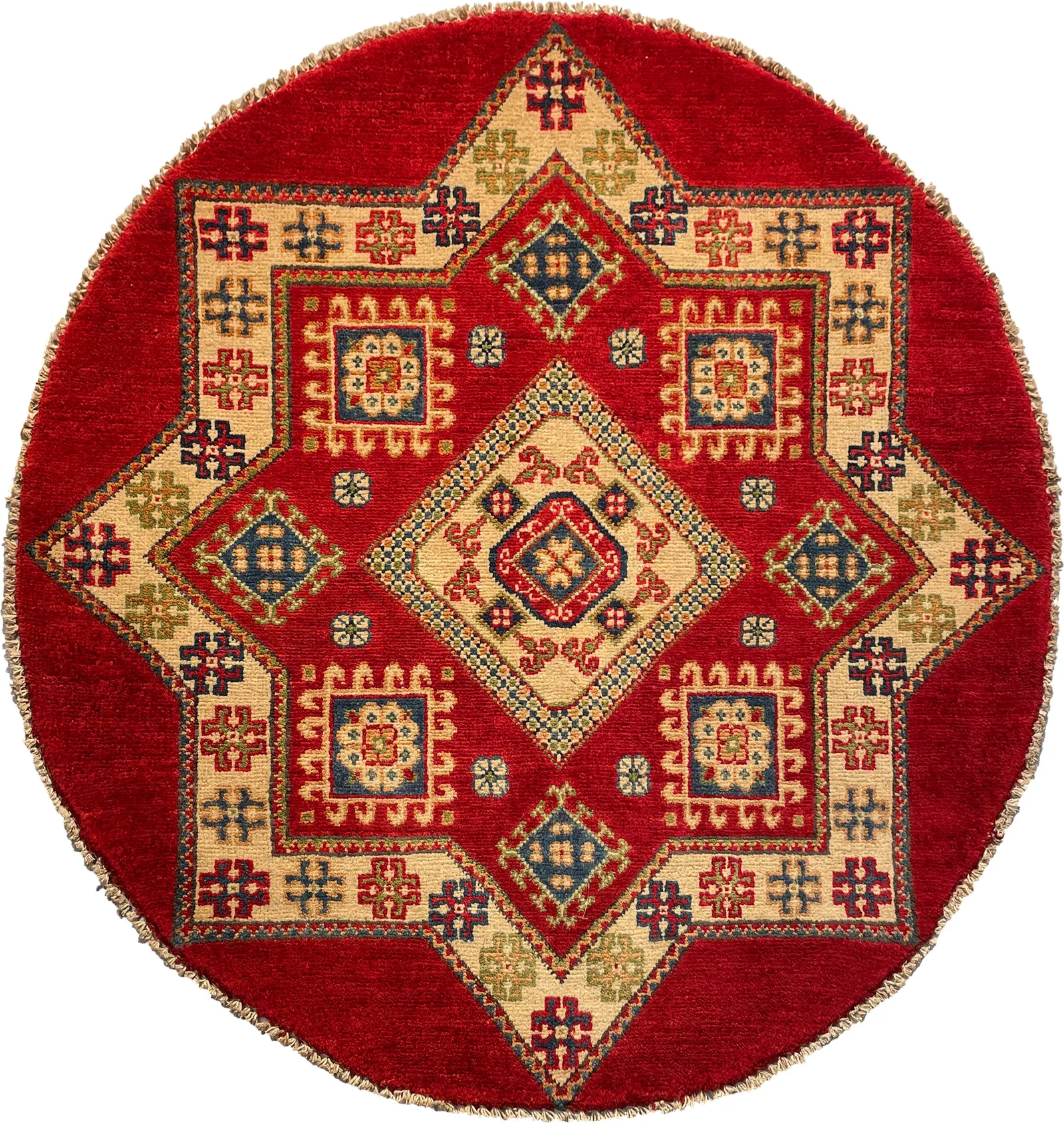 26616 - Kazak Hand-Knotted/Handmade Afghan Tribal/Nomadic Authentic/Size: 3'3" x 3'3"/99cm x 99cm – photo 1