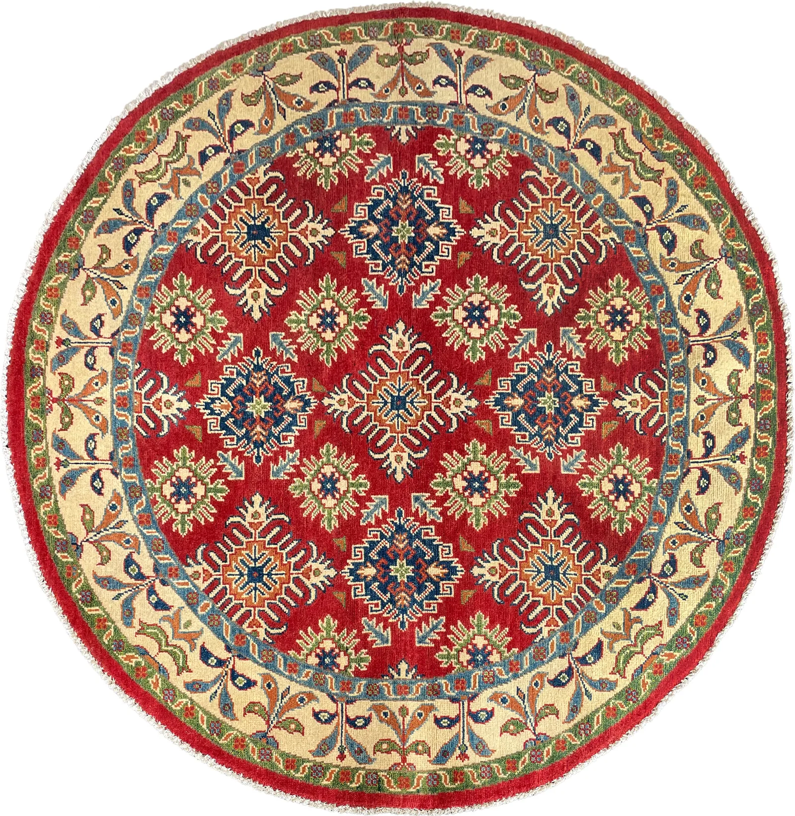 26634 - Kazak Hand-Knotted/Handmade Afghan Tribal/Nomadic Authentic/Size: 4'9" x 4'9"/145cm x 145cm – photo 1