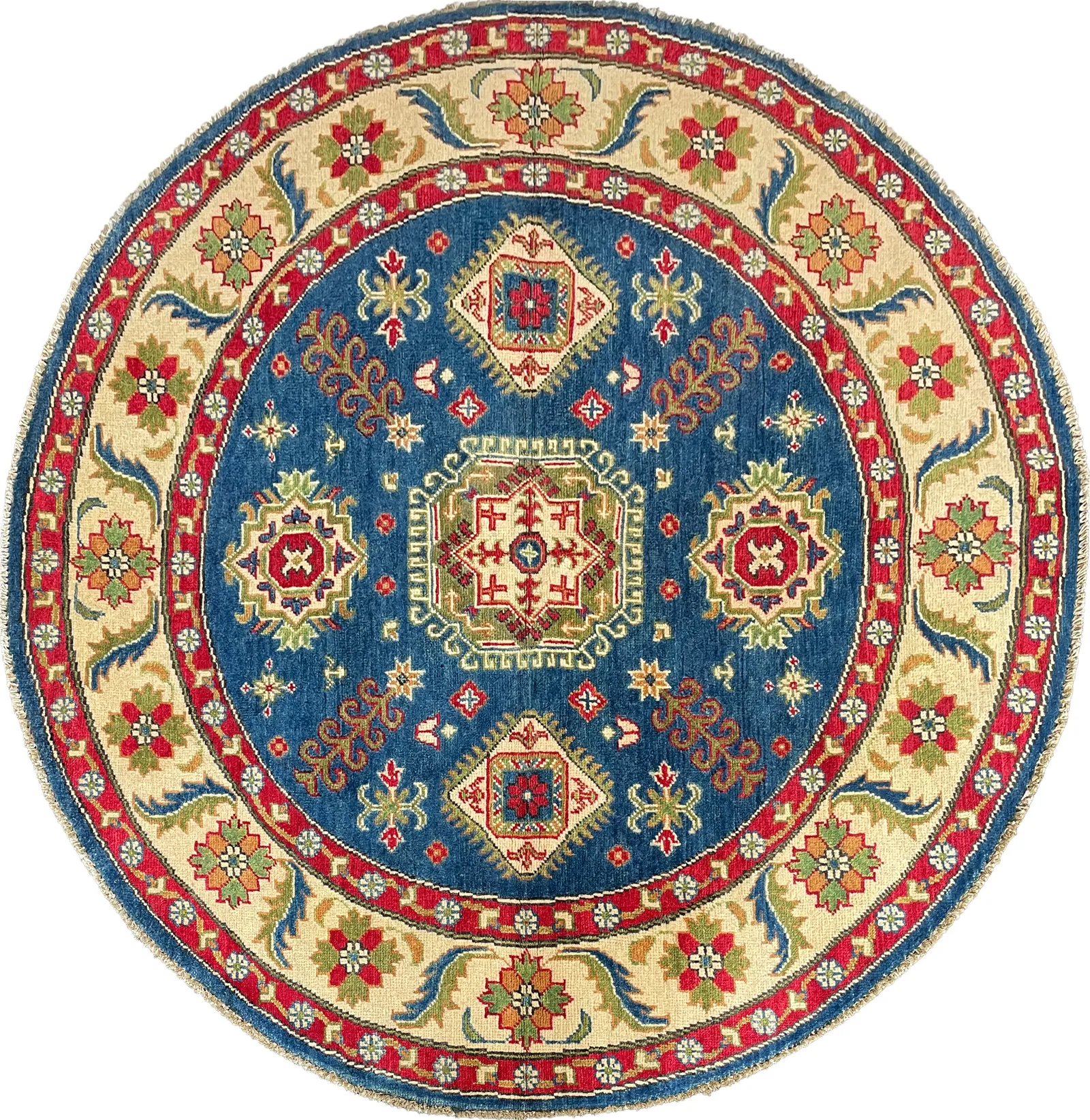 26637 - Kazak Hand-Knotted/Handmade Afghan Tribal/Nomadic Authentic/Size: 4'8" x 5'0"/142cm x 152cm – photo 1