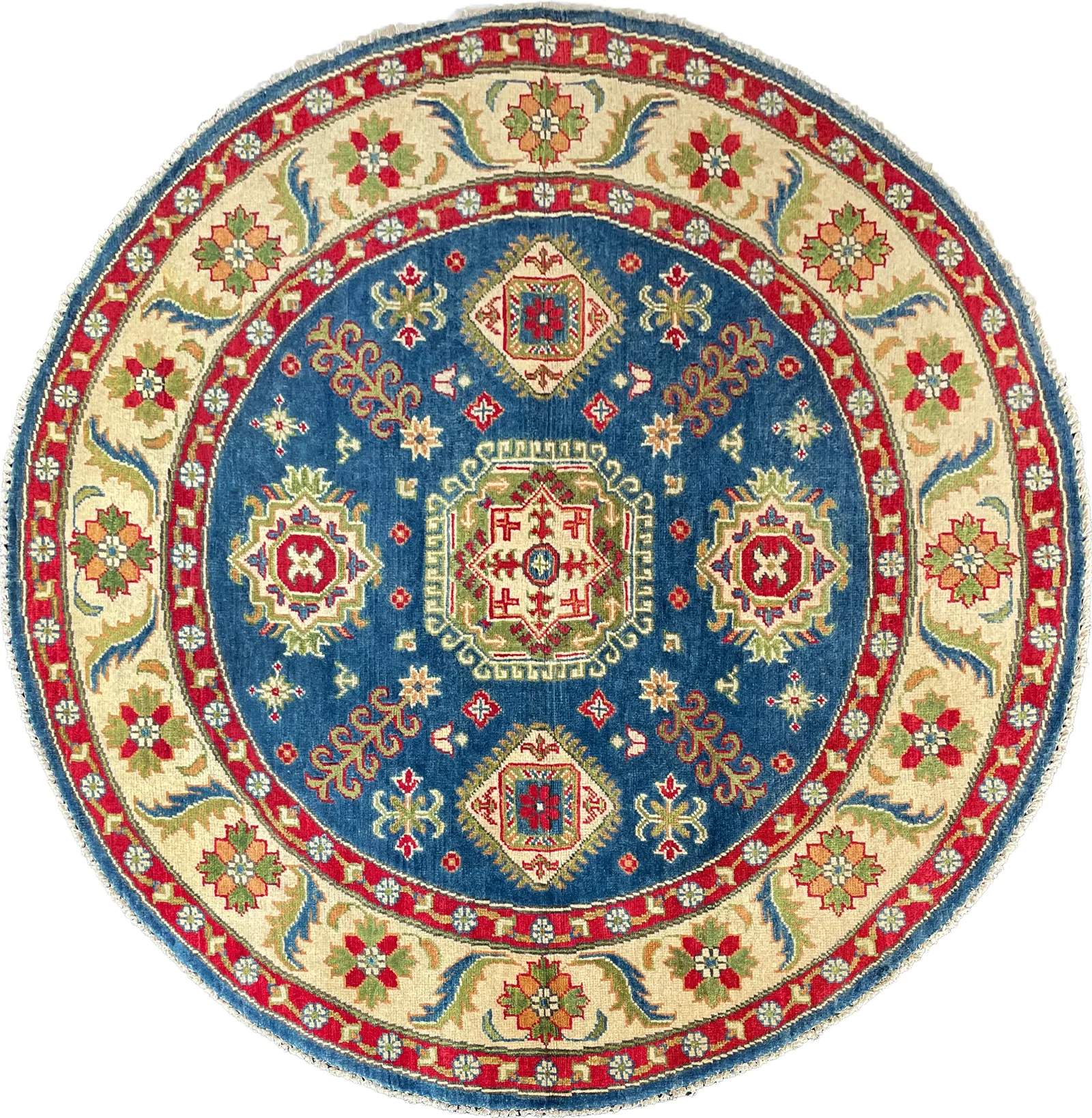 26631 - Kazak Hand-Knotted/Handmade Afghan Tribal/Nomadic Authentic/Size: 5'0" x 5'0"/152cm x 152cm – photo 1