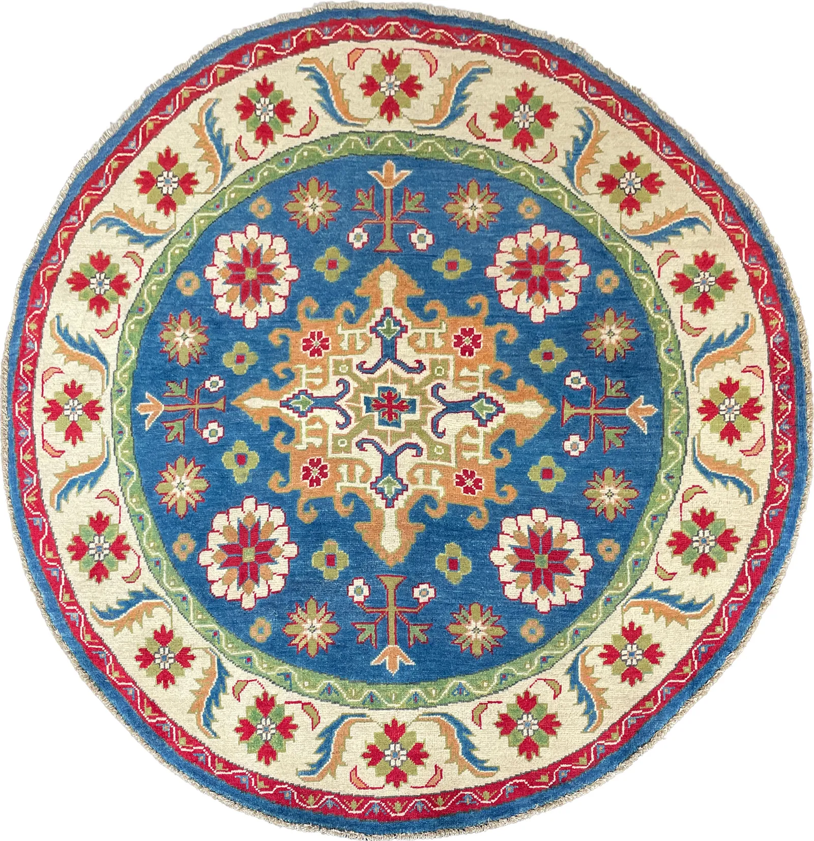 26633 - Kazak Hand-Knotted/Handmade Afghan Tribal/Nomadic Authentic/Size: 5'1" x 5'0"/155cm x 152cm – photo 1