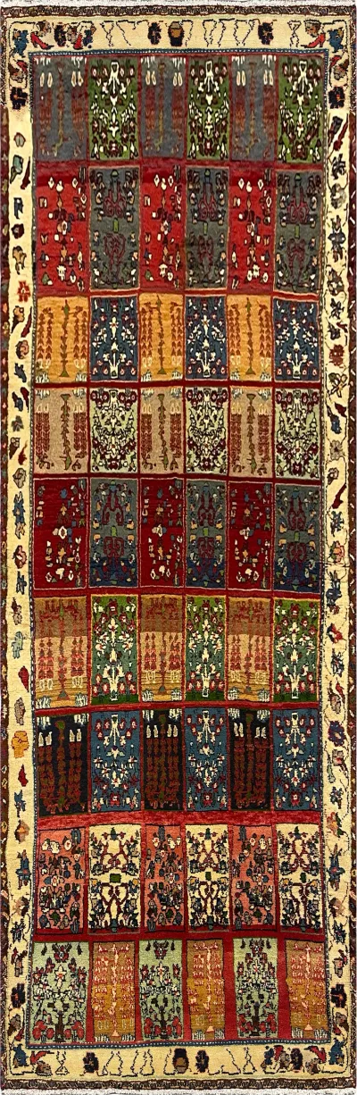 27439-Hamadan Hand-Knotted/Handmade Persian Rug/Carpet Tribal/Nomadic Authentic/ Size: 9'10" x 3'3"/300cm x 99cm 9′10″ × 3′3″ · 300 × 99 cm