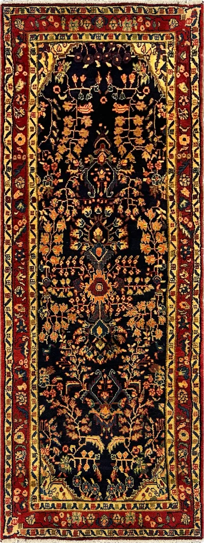27440-Hamadan Hand-Knotted/Handmade Persian Rug/Carpet Tribal/Nomadic Authentic/ Size: 8'10" x 3'4"/269cm x 102cm 8′10″ × 3′4″ · 269 × 102 cm
