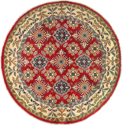26634 - Kazak Hand-Knotted/Handmade Afghan Tribal/Nomadic Authentic/Size: 4'9" x 4'9"/145cm x 145cm 4′9″ × 4′9″ · 145 × 145 cm