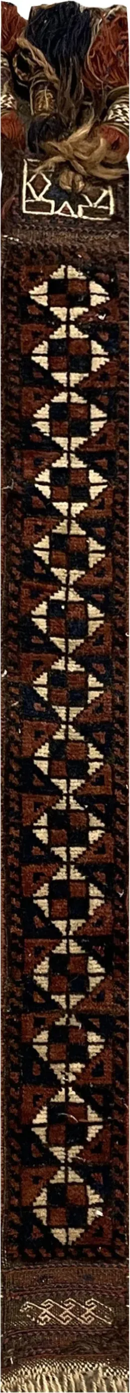 15145-Balutch Tent Band Hand-Knotted/Handmade Persian Rug/Carpet Tribal/Nomadic Authentic/ Size: 3'0" x 4" / 91cm x 10cm 3′0″ × 0′4″ · 91 × 10 cm