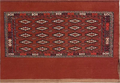 14645 - Turkoman Persian Hand-weaved Antique Authentic/Traditional Nomadic/Tribal Sumac-bag/ Size: 3'9" x 2'7"/114cm x 79cm 3′9″ × 2′7″ · 114 × 79 cm