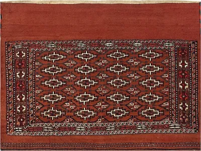 15149-Turkmen Sumac Bag Hand-Knotted/Handmade Persian Rug/Carpet Tribal/Nomadic/Authentic/ Size: 3'5" x 2'7"/ 104cm x 79cm 3′5″ × 2′7″ · 104 × 79 cm