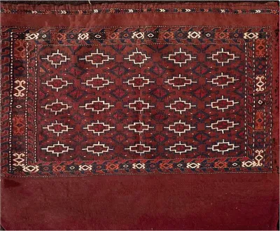 15116-Turkeman Sumac Bag Hand-Knotted/Handmade Persian Rug/Carpet Tribal/Nomadic Authentic/ Size: 3'6" x 2'10"/ 107cm x 87cm 3′6″ × 2′10″ · 107 × 87 cm