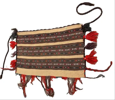 25408- Kelim Antique/ Circa-1940/Hand-Woven/Flat Weaved/Handmade Afghan /Carpet Tribal/Nomadic Authentic/Size: 4'0" x 2'0"/122cm x 61cm 4′0″ × 2′0″ · 122 × 61 cm